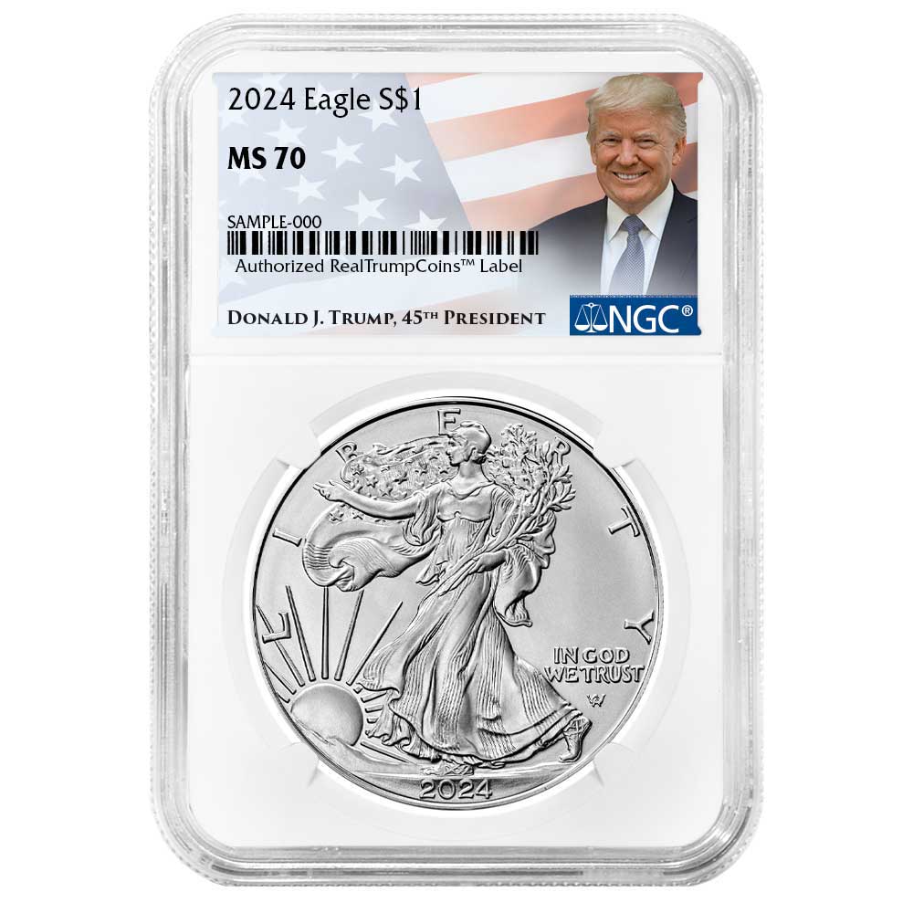 2024 $1 American Silver Eagle 3pc Set NGC MS70 Trump Label Red White Blue