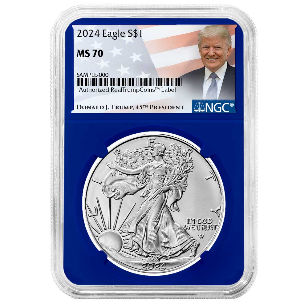 2024 $1 American Silver Eagle 3pc Set NGC MS70 Trump Label Red White Blue