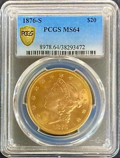 1876-S $20 Liberty Gold Double Eagle MS64 PCGS
