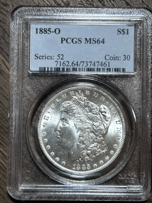 1885-O 1$ MORGAN SILVER DOLLAR PCGS MS64